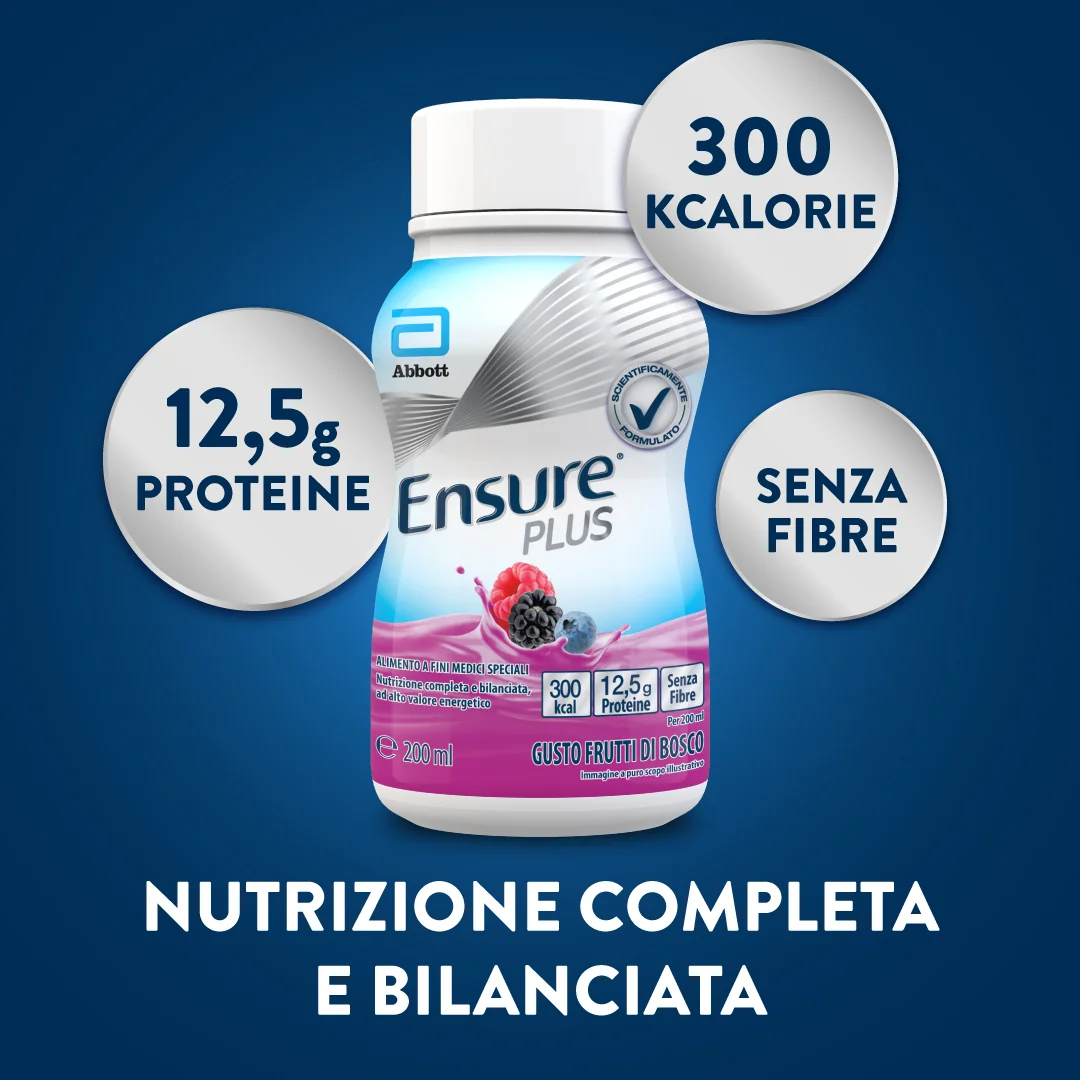 Abbott Ensure Plus Frutti di Bosco 4x200ml Integratore Ipercalorico