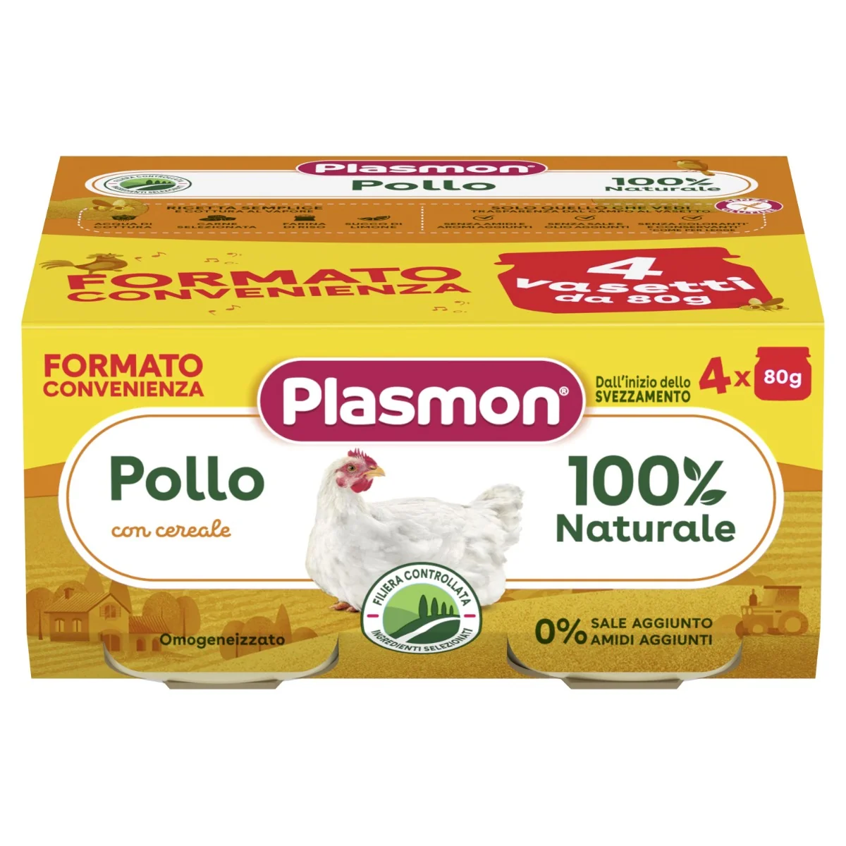Plasmon Omogeneizzato Pollo 4 x 80 g Alimento per l'infanzia