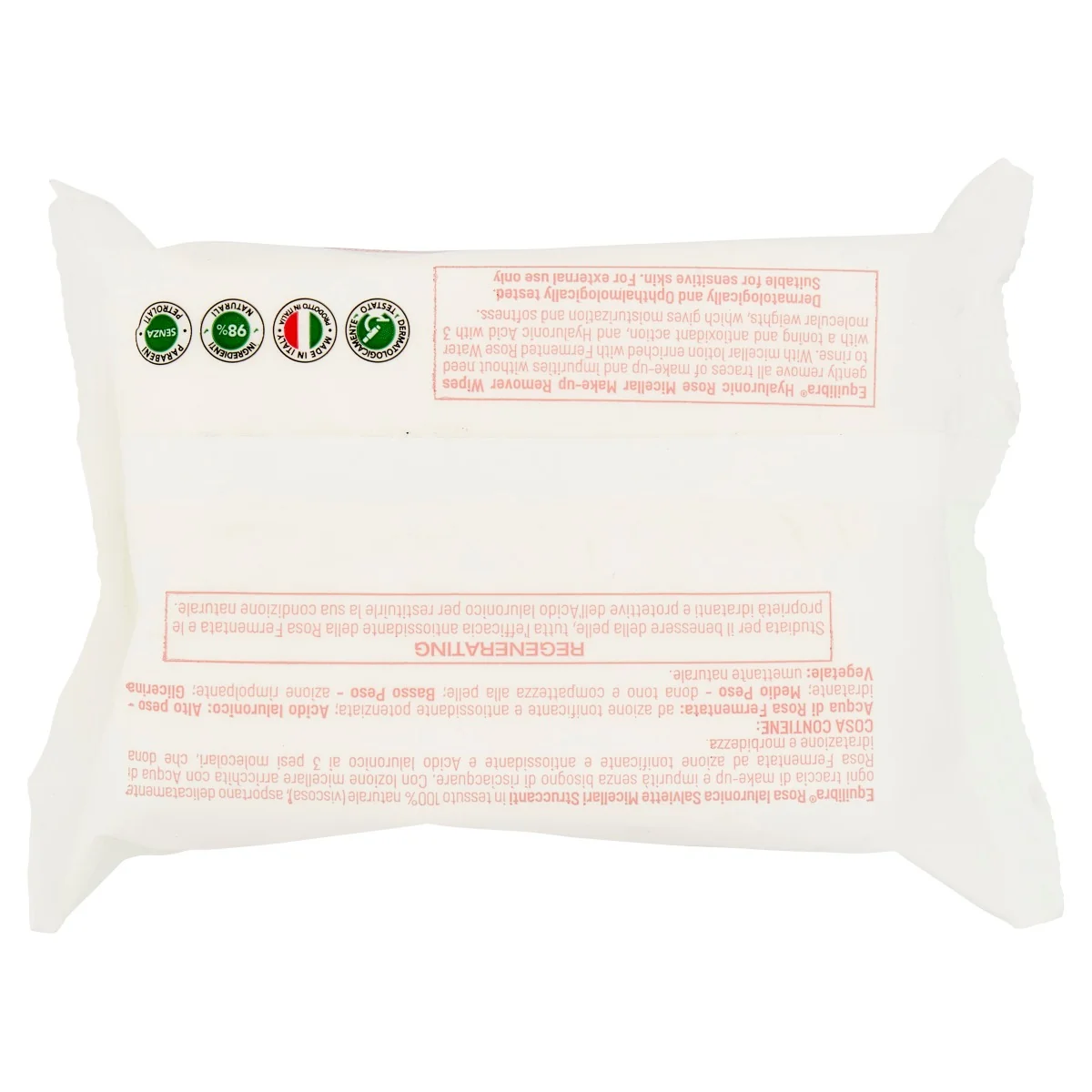 Equilibra Rosa Ialuronica Salviette Micellari Struccanti 25 Pezzi Idratanti e Protettive