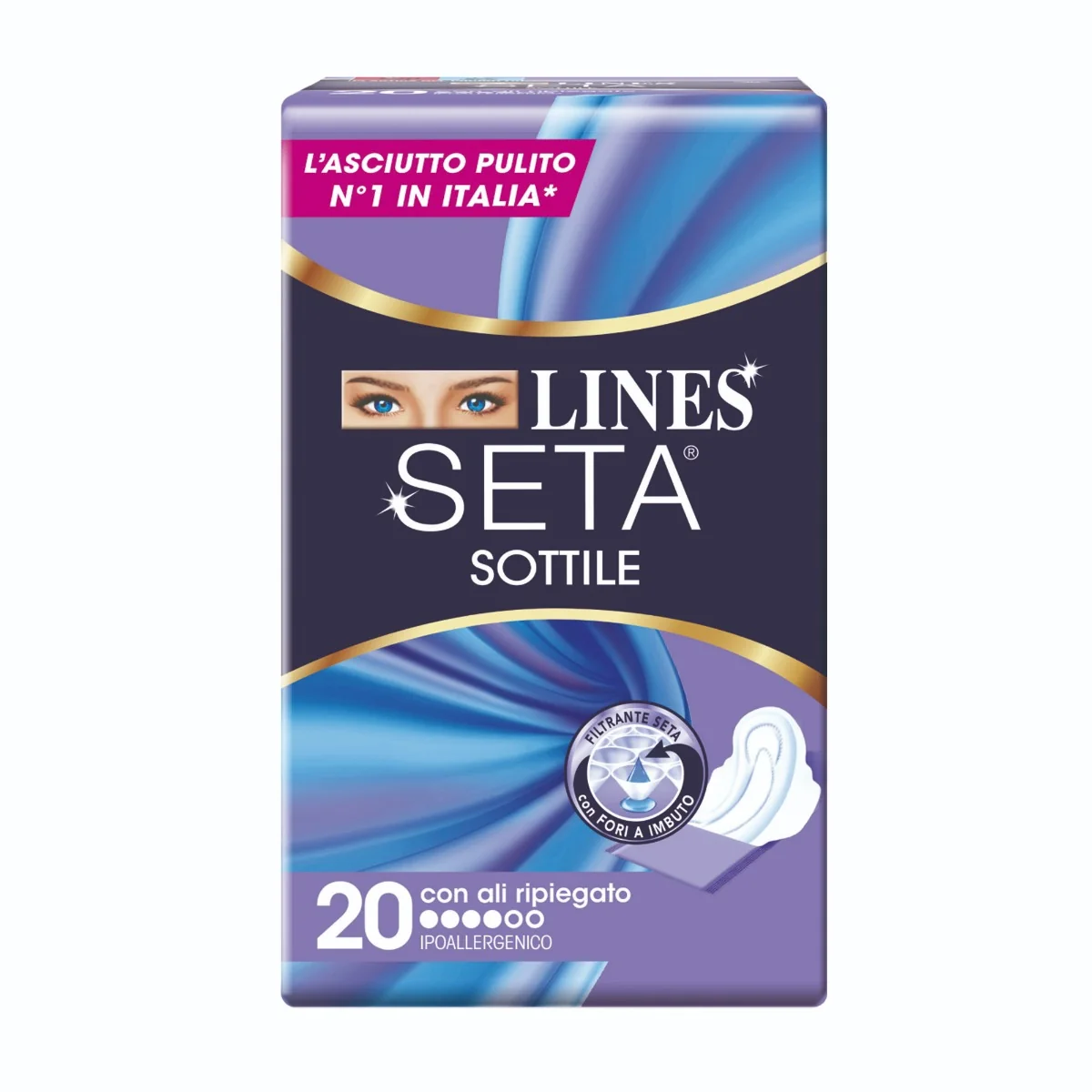 Lines Seta Sottile Con Ali 20 Pezzi Assorbenti ripiegati in bustina