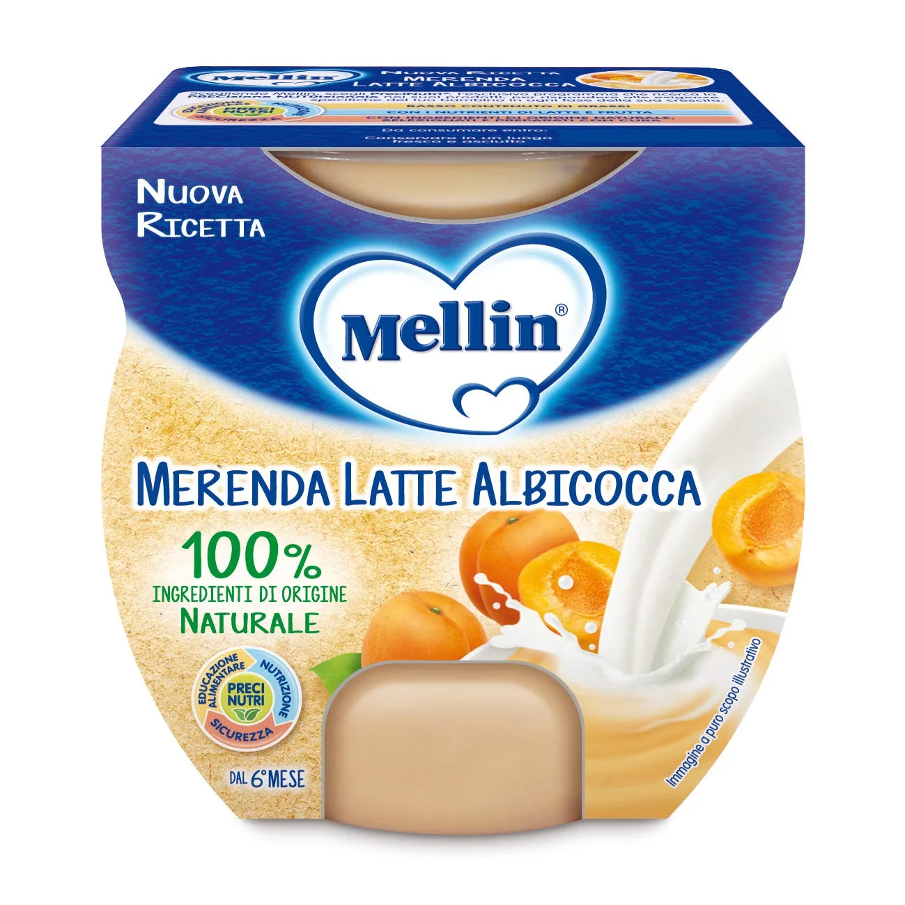Mellin Merenda Latte Albicocca 2 x 100 g