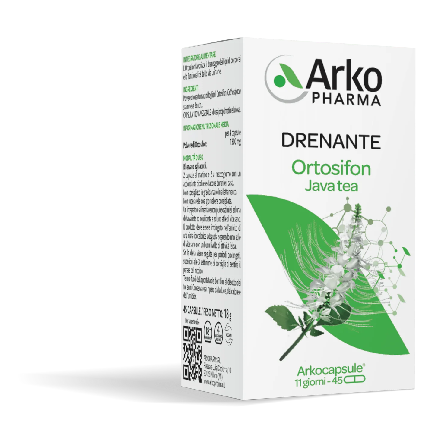 Arkopharma Ortosifon 45 Capsule Drenaggio dei Liquidi Corporei
