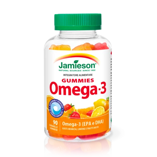 Jamieson Omega 3 Gummies 90 Caramelle Gommose Benessere di Occhi, Cervello e Cuore