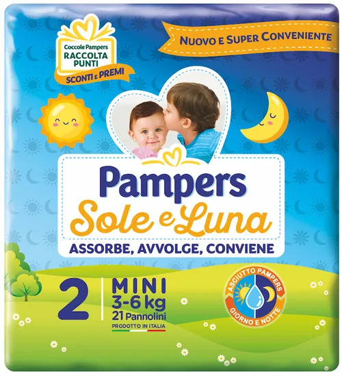PAMPERS SOLE & LUNA MINI TAGLIA 2 (3-6 KG) 21 PANNOLINI