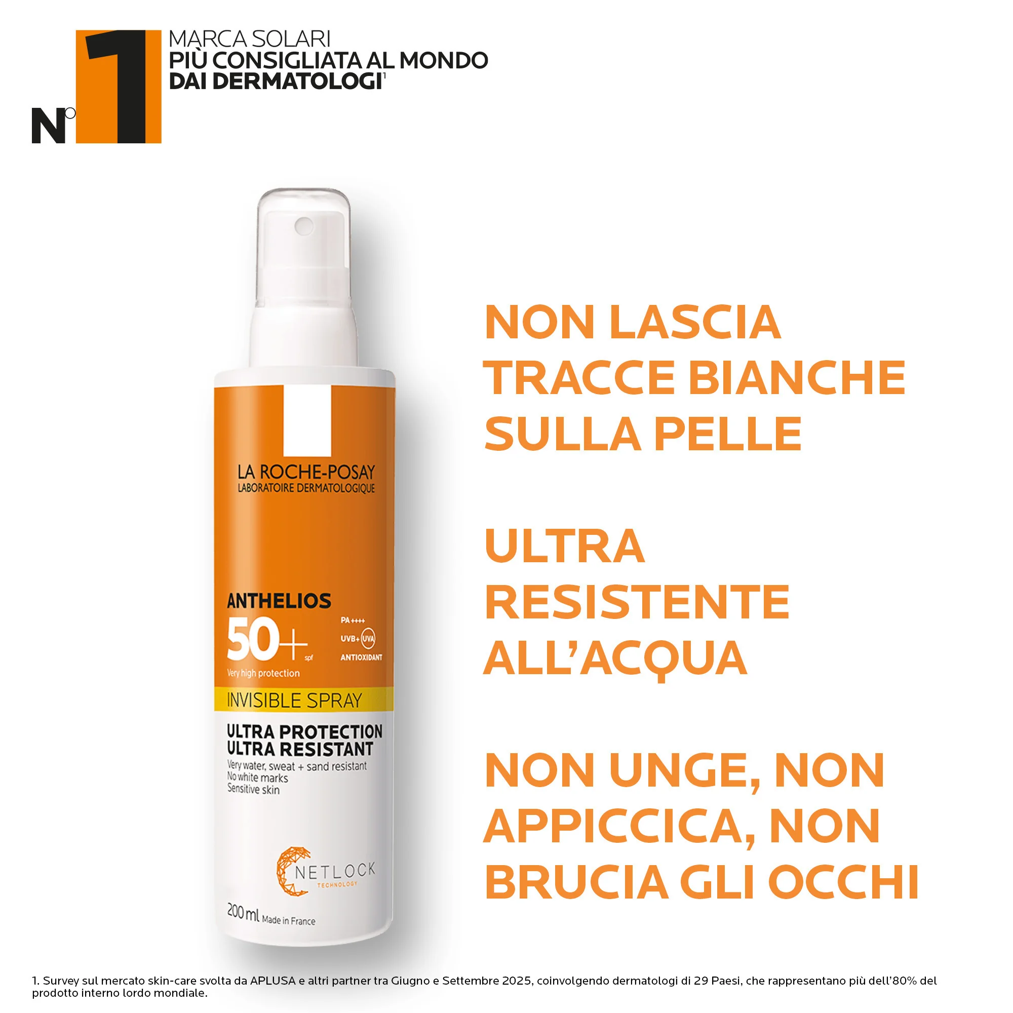 La Roche Posay Anthelios Spray Invisibile Corpo SPF50+, 200 Ml Protezione corpo