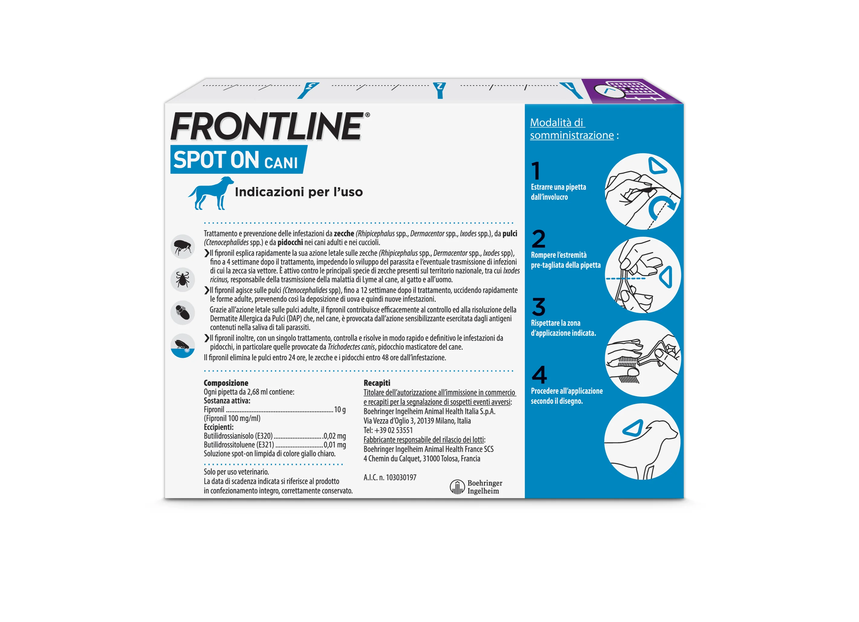 Frontline Spot On Cani X3 Antiparassitario Contro Pulci, Zecche E Pidocchi (20-40Kg)