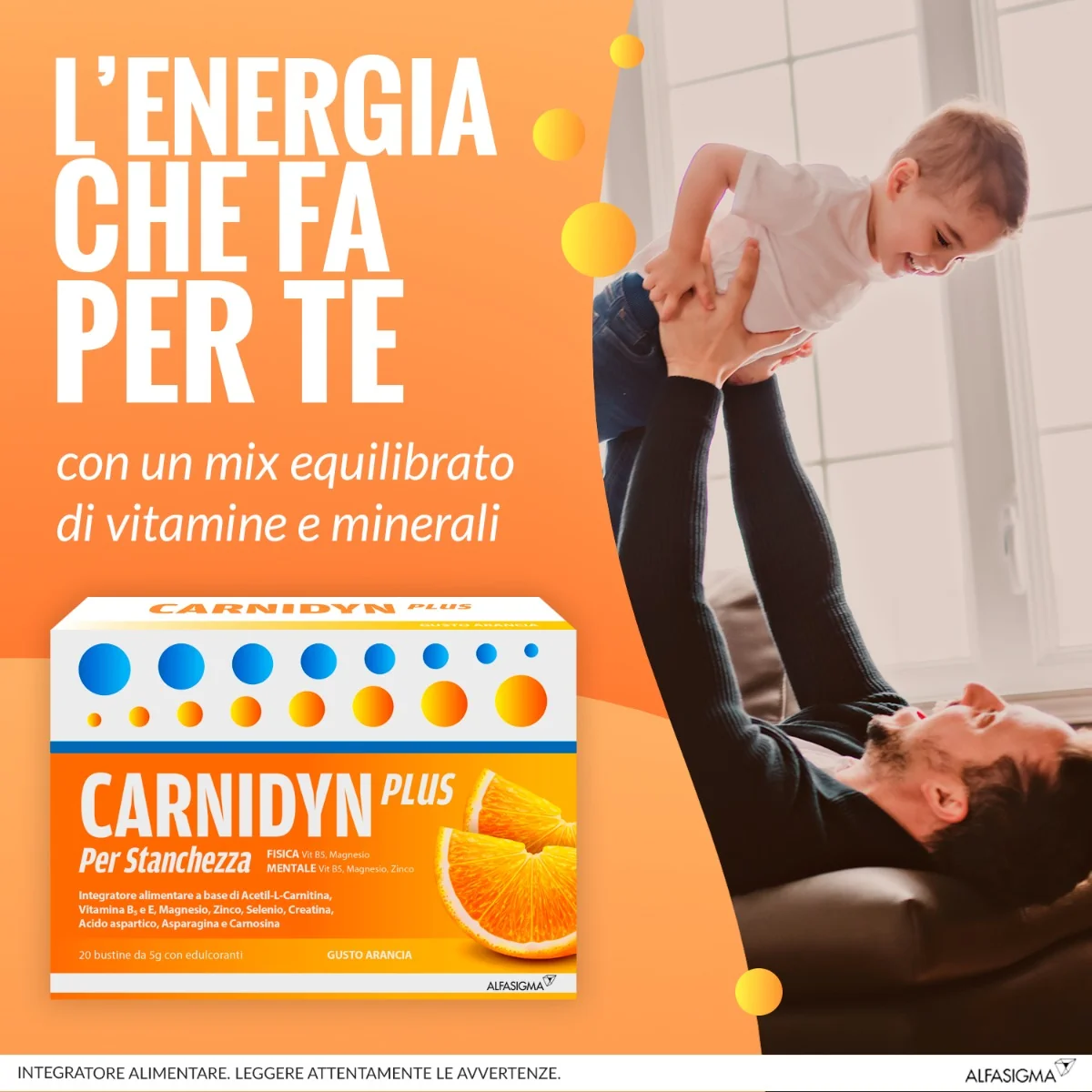 Alfasigma Carnidyn Plus 20 Bustine Integratore Stanchezza Fisica e Mentale