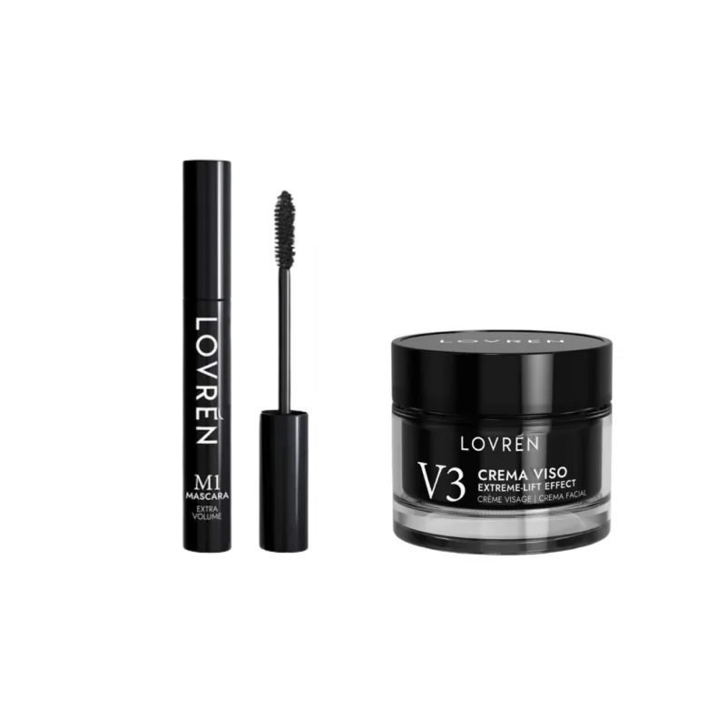 Lovren Mini-Size Box Black M1 Mascara Mini + V3 Crema Viso Mini Set bellezza