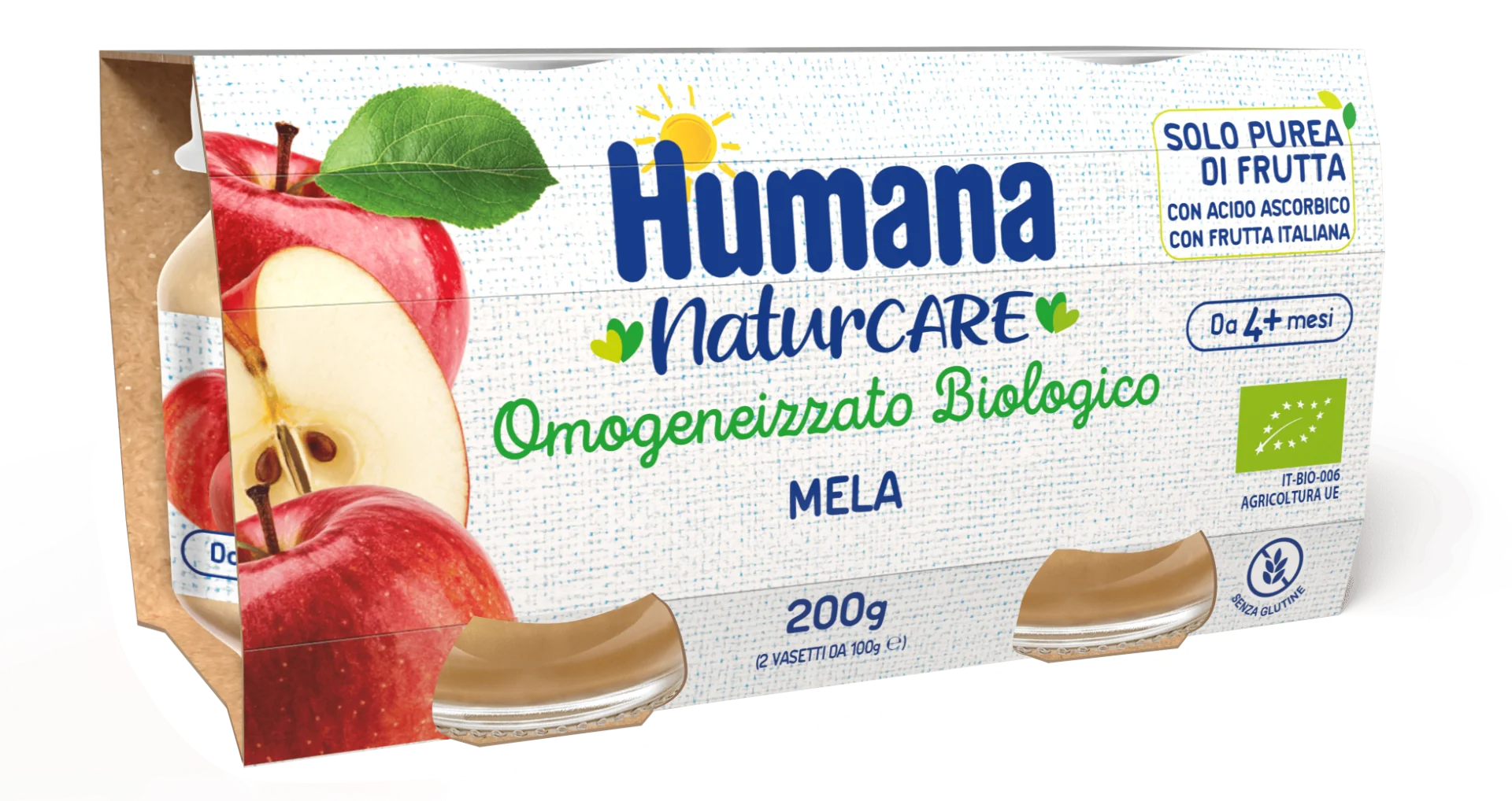 Humana Omogeneizzato Biologico Mela 2x100 g Alimento per Infanzia
