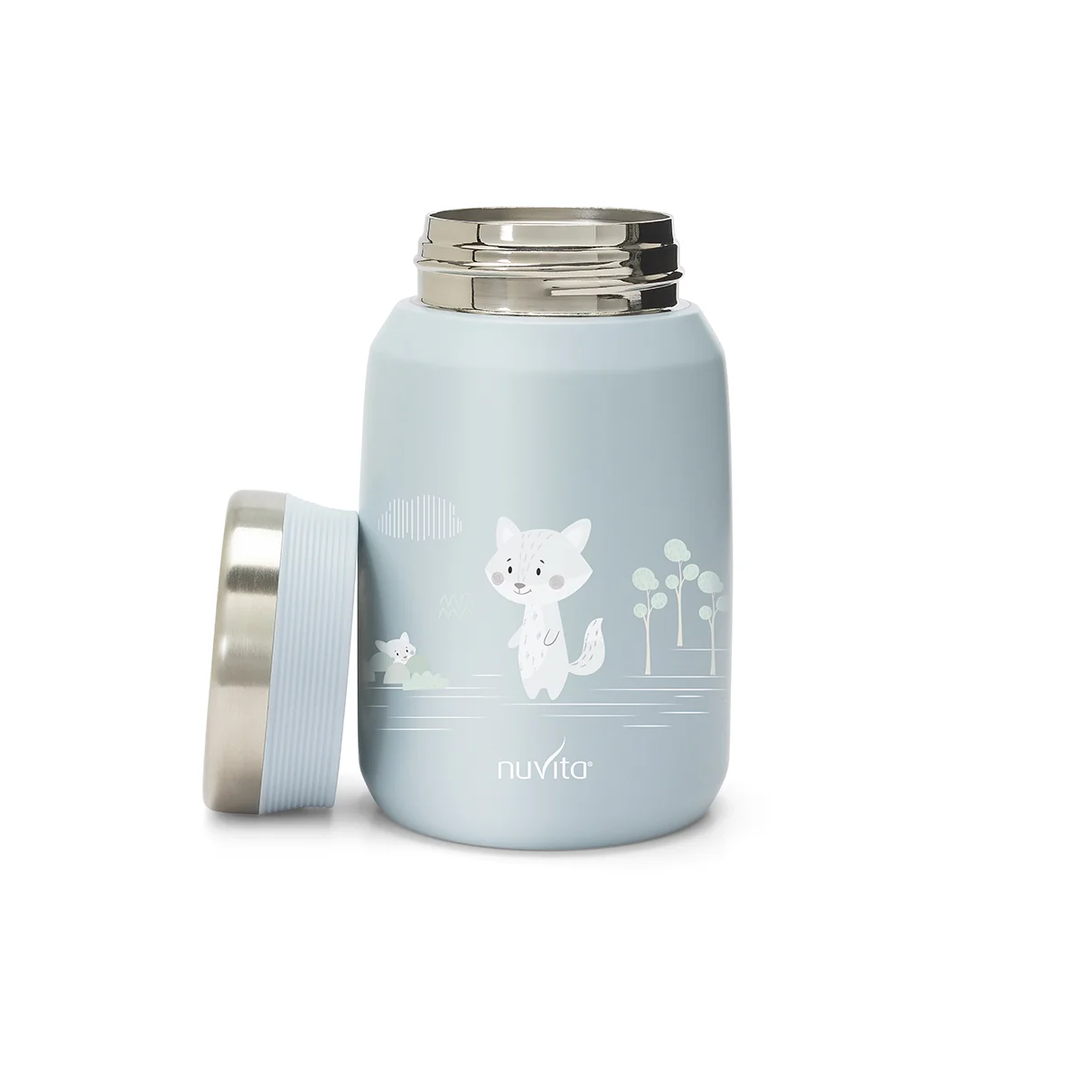 Nuvita Contenitore Termico Acciaio Inox Cibi Liquidi/Solidi Azzurro 500 ml Chiusura Ermetica per Pappe e Brodo