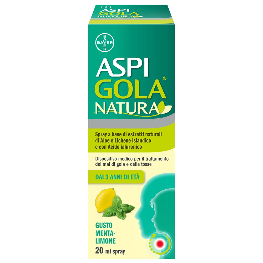 Aspi Gola Natura Spray Menta Limone 20ml Mal di Gola e Tosse