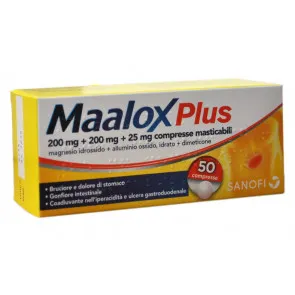 Maalox Plus 50 Compresse Masticabili - Antiacido Antigonfiore