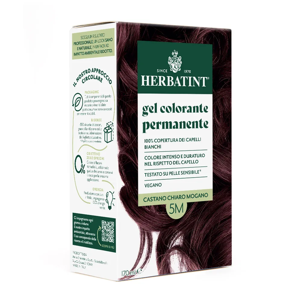 Herbatint Gel Colorante Permanente 5M Castano Chiaro Mogano 170 Ml Colore Intenso e Duraturo