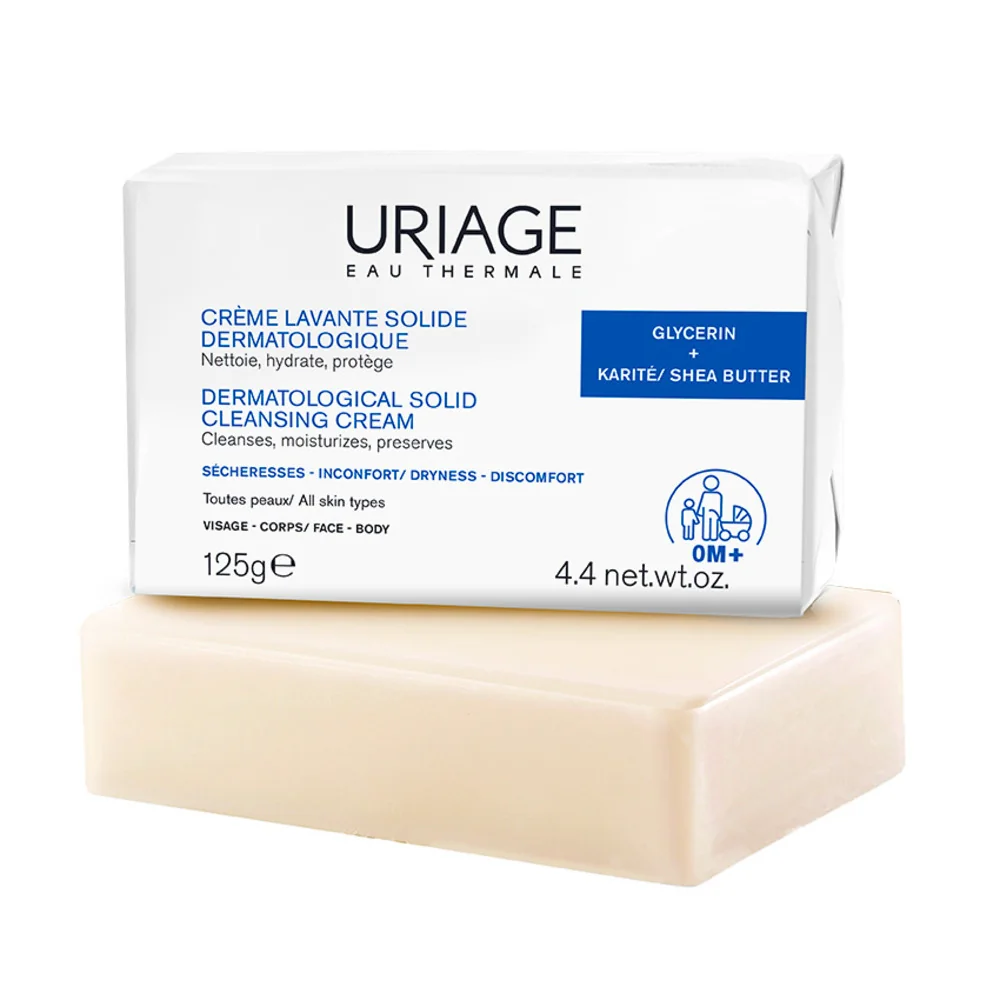 Uriage Crema Lavante Solida Panetto Idratante e Detergente 125g Ideale Per Viso e Corpo