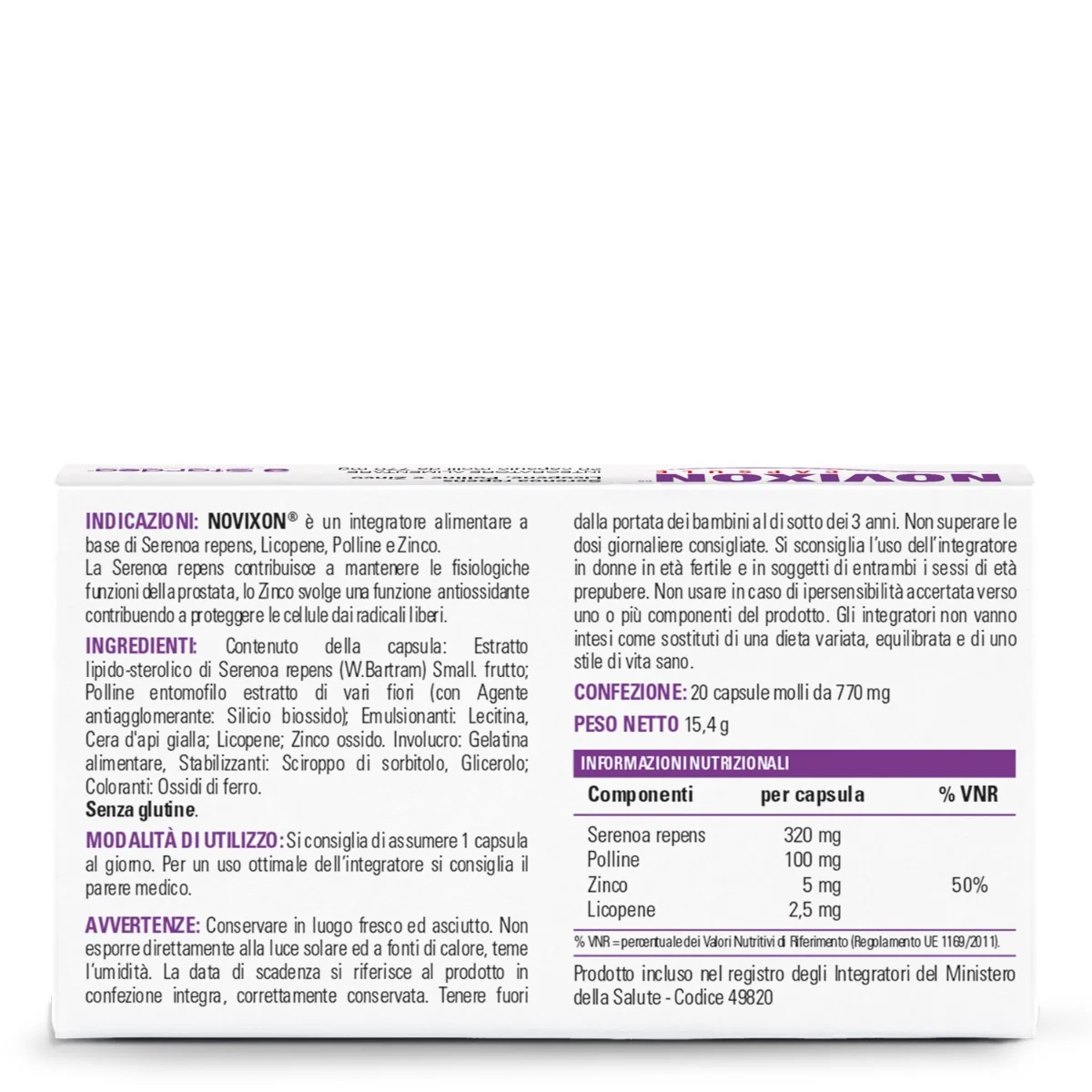 Novixon 20 Capsule Molli Prostata