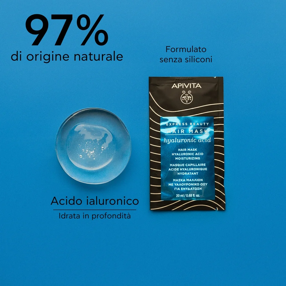 Apivita Express Beauty Hair Mask Moisturing Hyaluronic Acid 20 Ml Maschera Capelli Idratante