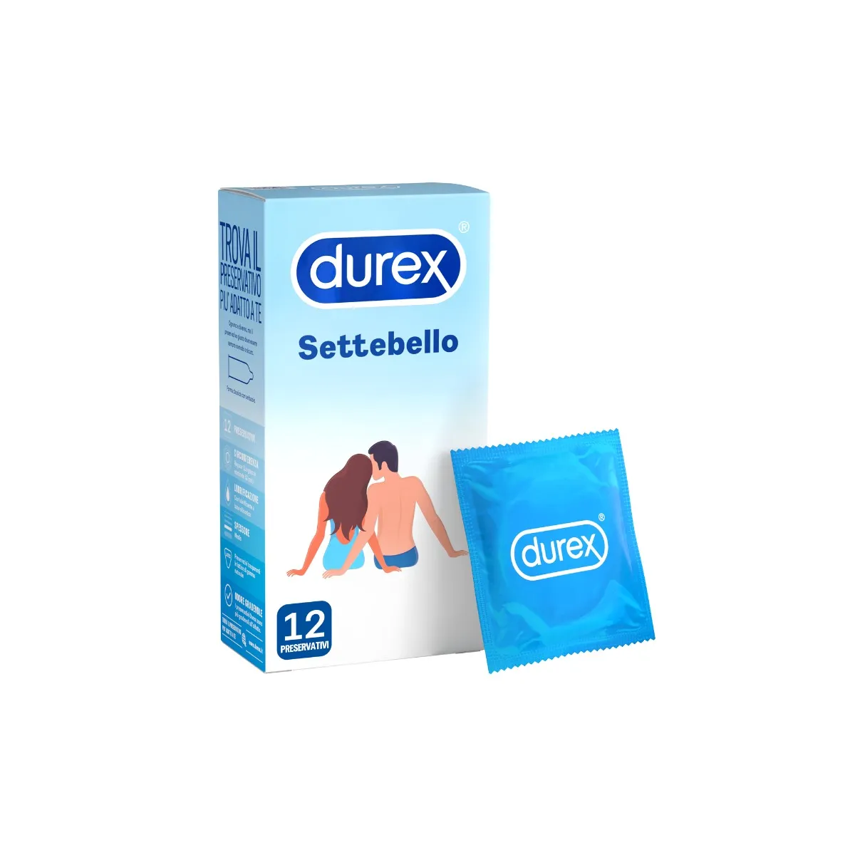 Durex Settebello Classico Preservativi 12 Pezzi Trasparenti e Lubrificati