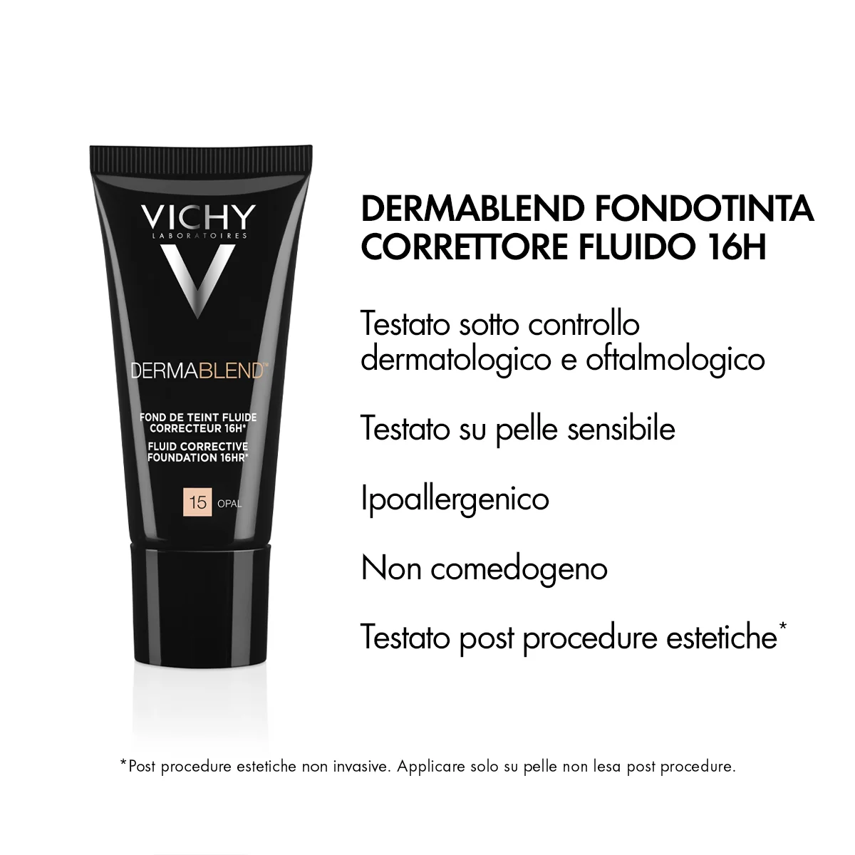 Vichy Dermablend Fluido 15, 30 Ml Fondotinta correttore 16h
