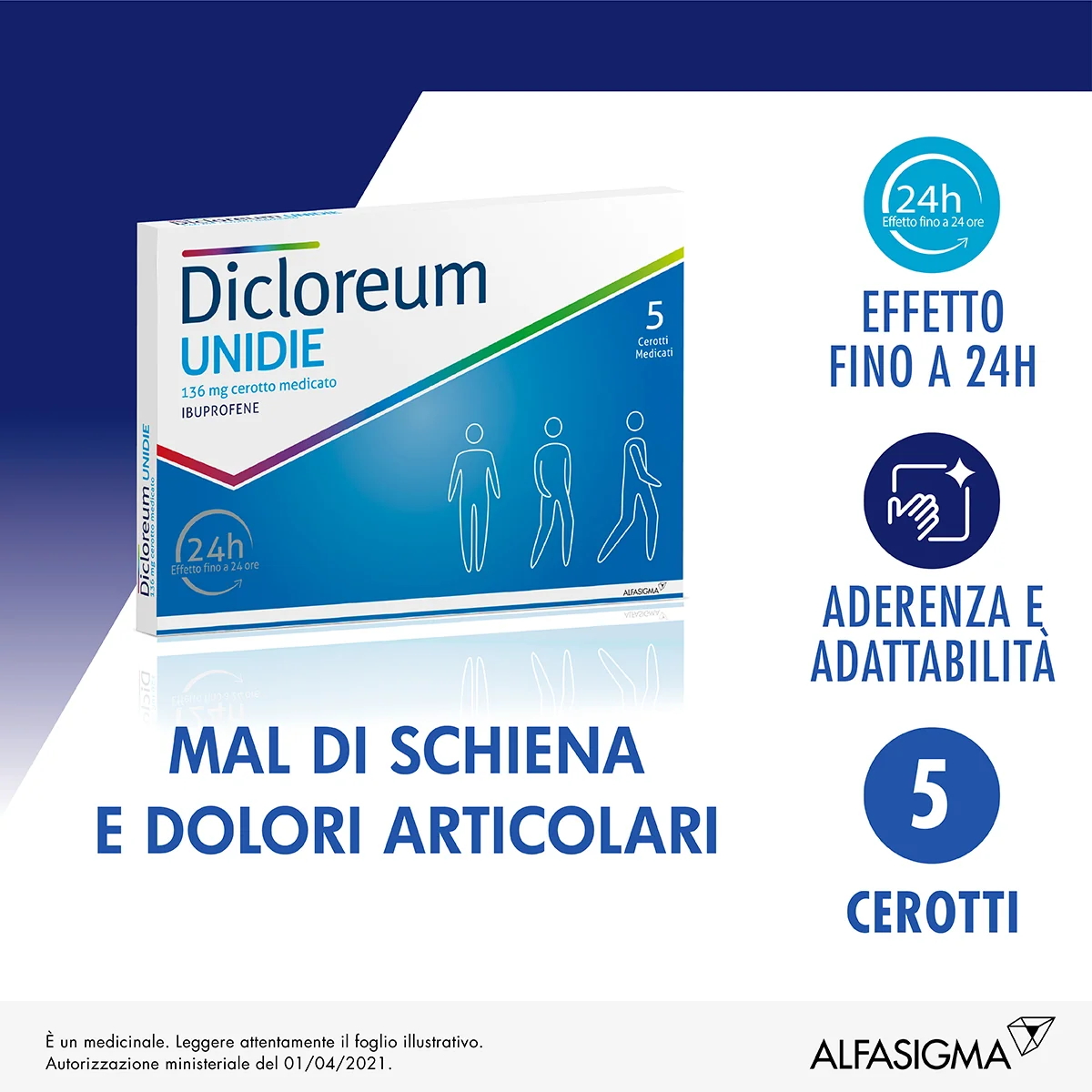 Dicloreum Unidie 136 mg 5 Cerotti Medicati
