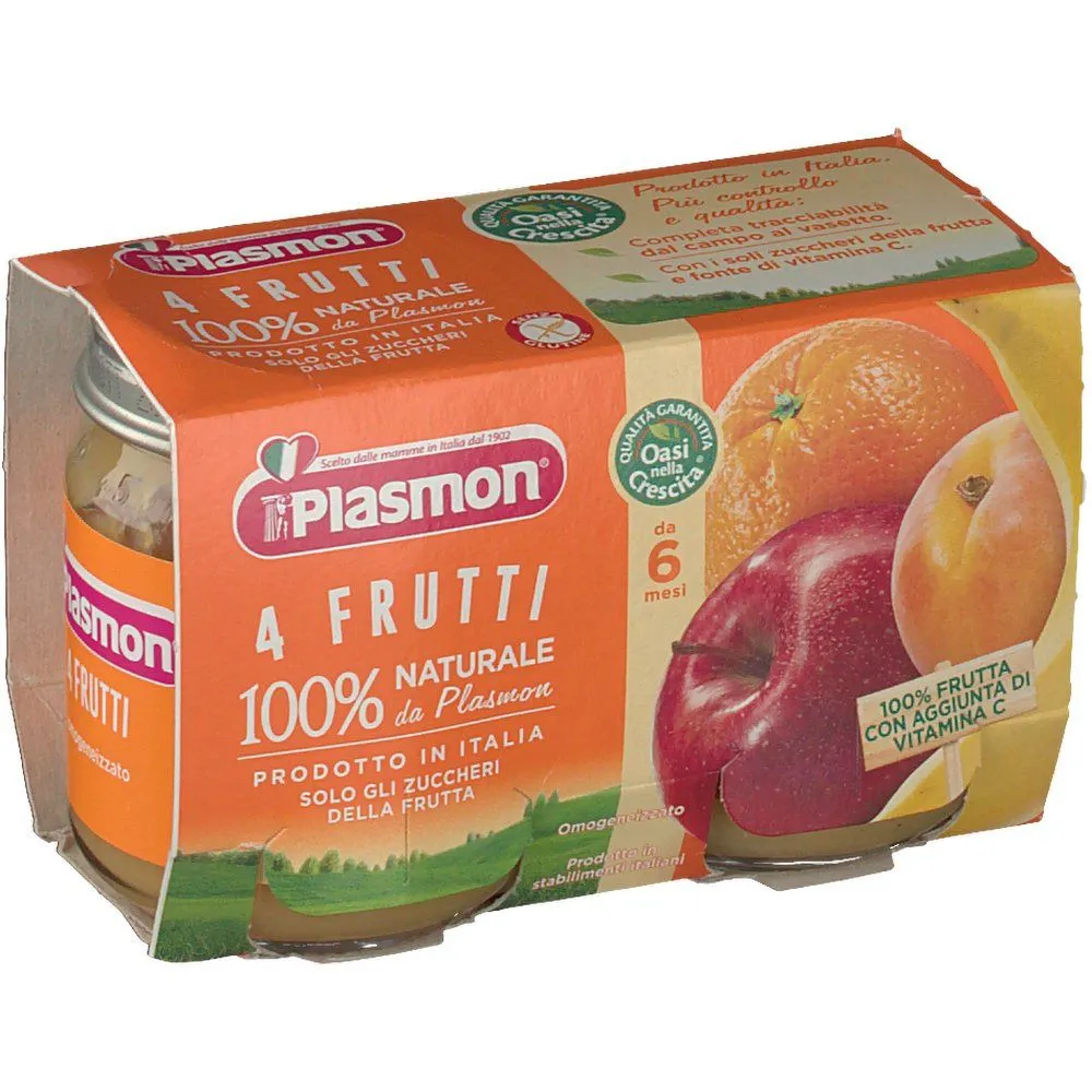Plasmon Omogeneizzato 4 Frutti 2X104 g Alimento per bambini