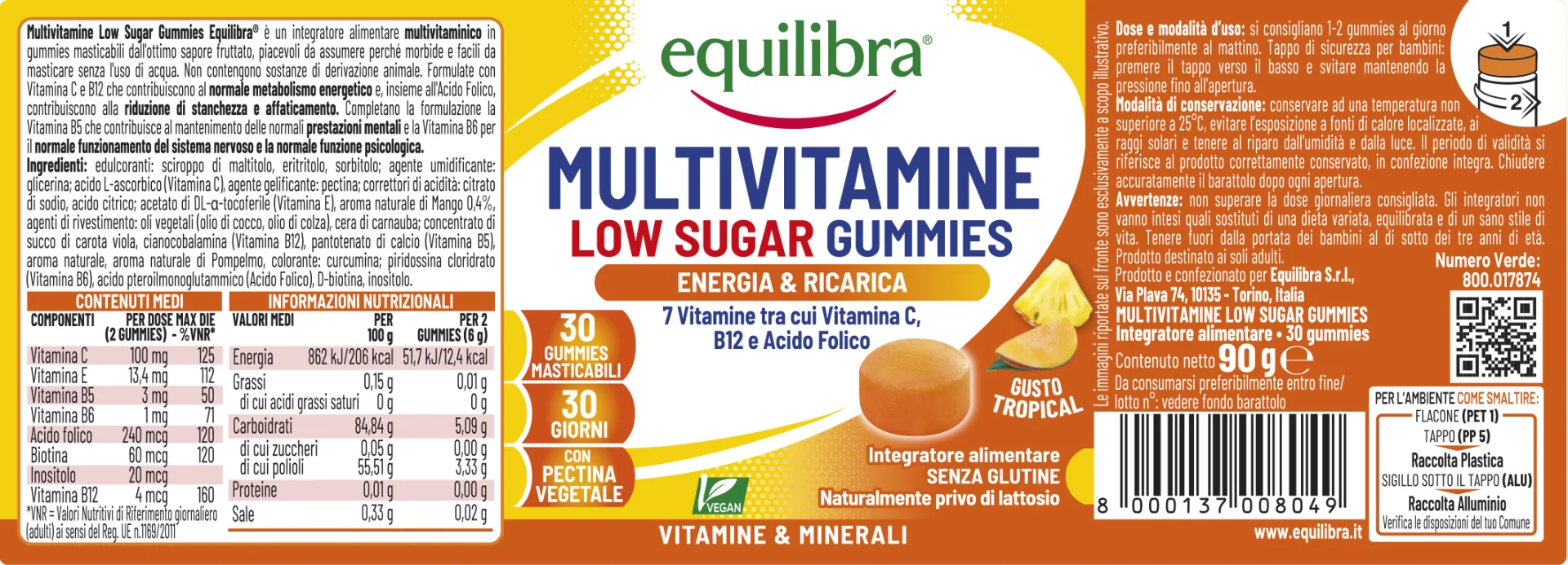 Multivitamine Low Sugar 30 Gumm Energia e Vitalità