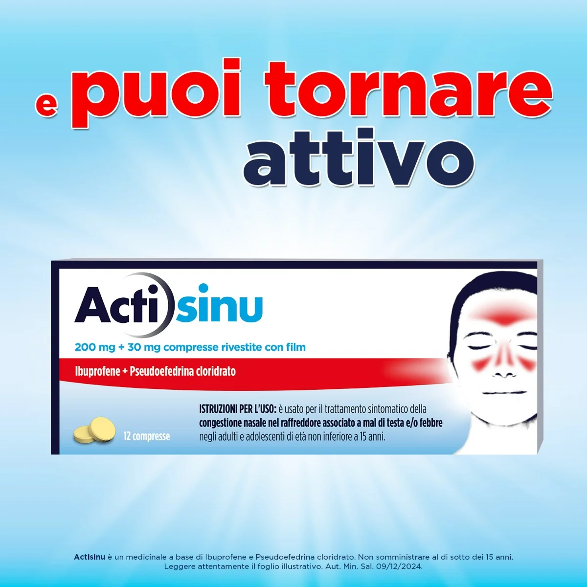 Actisinu 12 Compresse Rivestite 200 mg + 30 mg