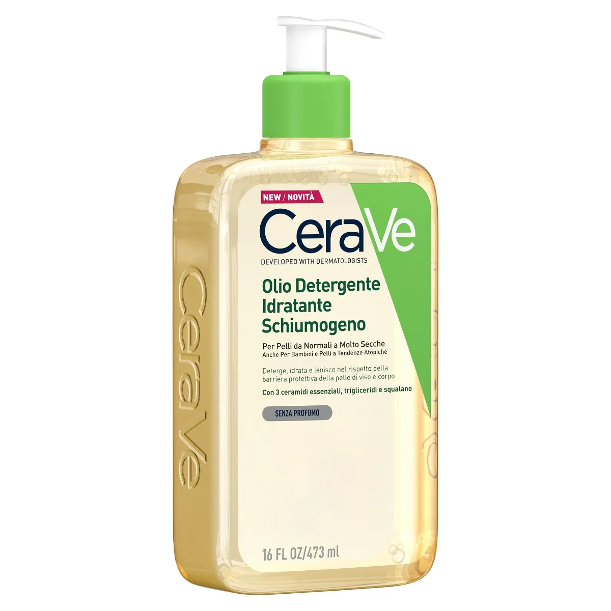 CeraVe Olio detergente idratante 473 ml Deterge, Idrata e Lenisce con 3 ceramidi Essenziali, Trigliceridi e Squalene