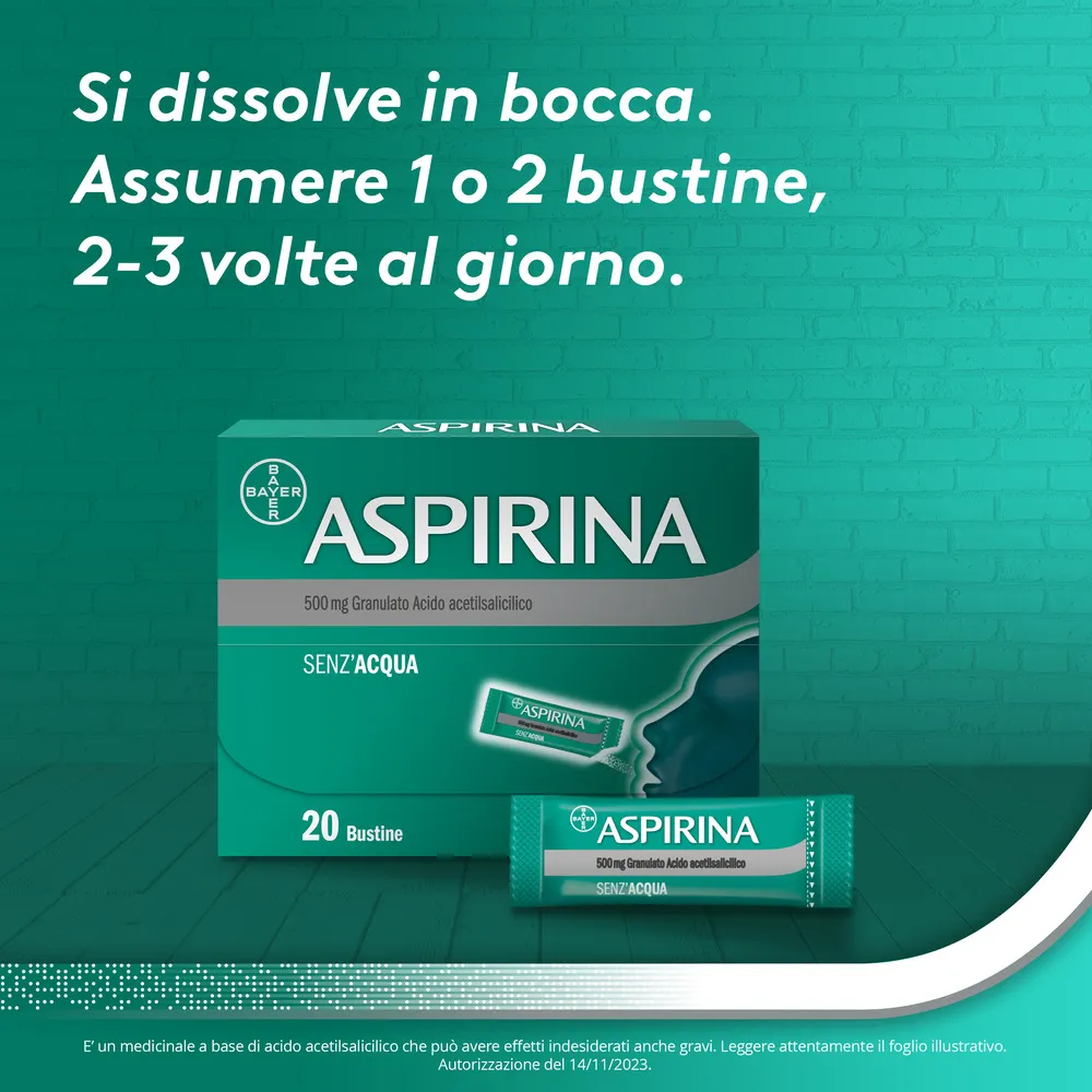 Aspirina in Granuli Antidolorifico 20 Bustine Mal di Testa