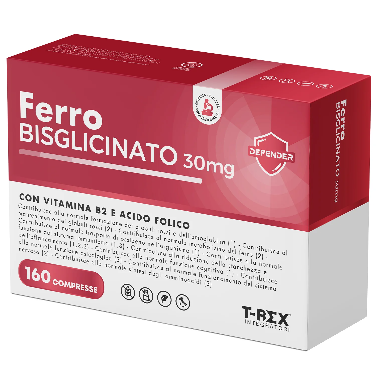 T-Rex Ferro Bisglicinato 30 mg 160 Compresse Metabolismo Ematopoietico