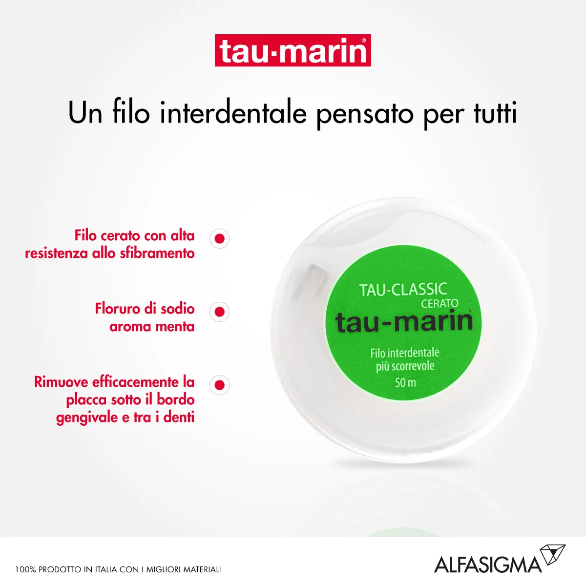 Tau-marin Tau Classic Filo Interdentale Cerato 50 m Aroma menta