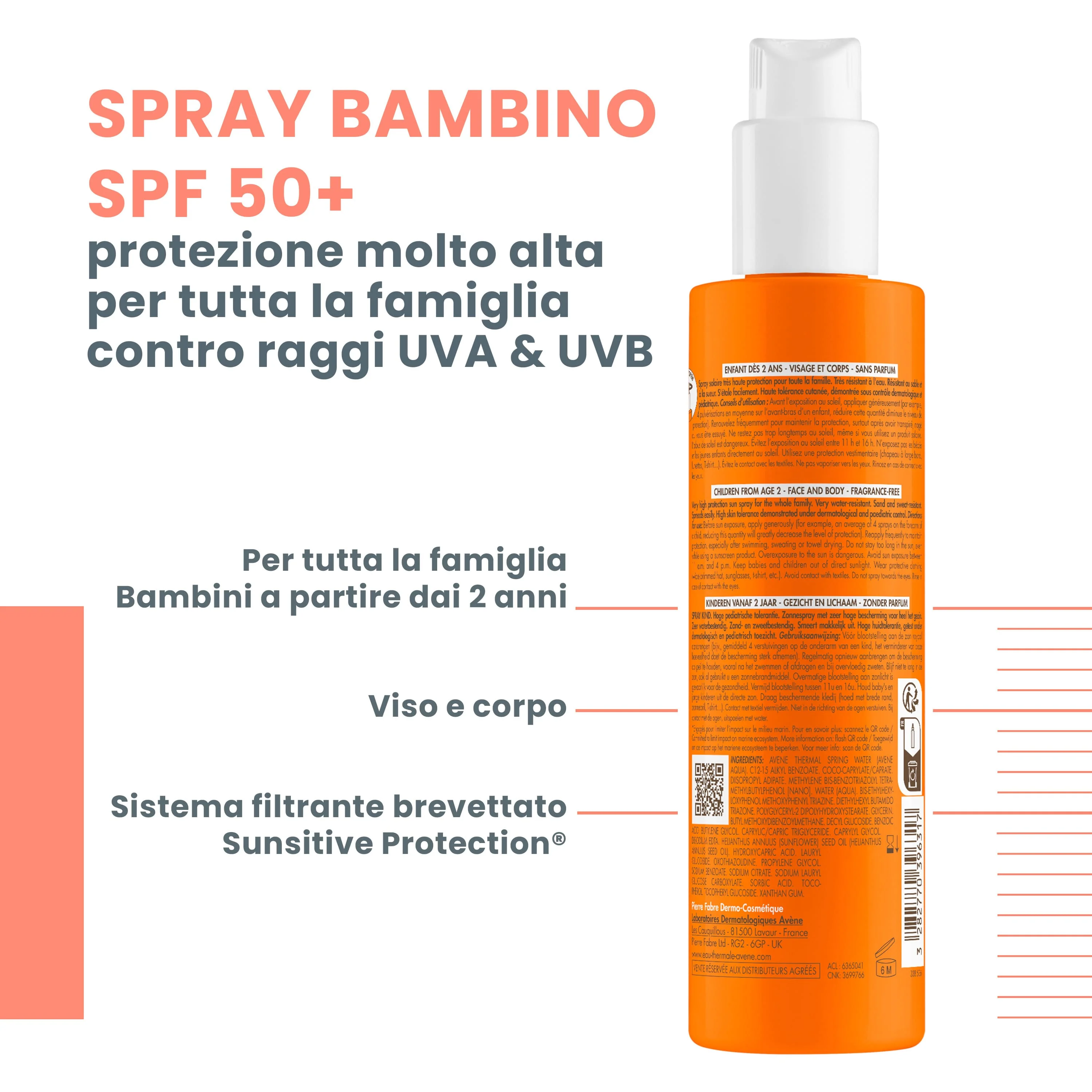 Eau Thermale Avène Spray Solare Bambino 200 ml Protezione Molto Alta SPF 50+