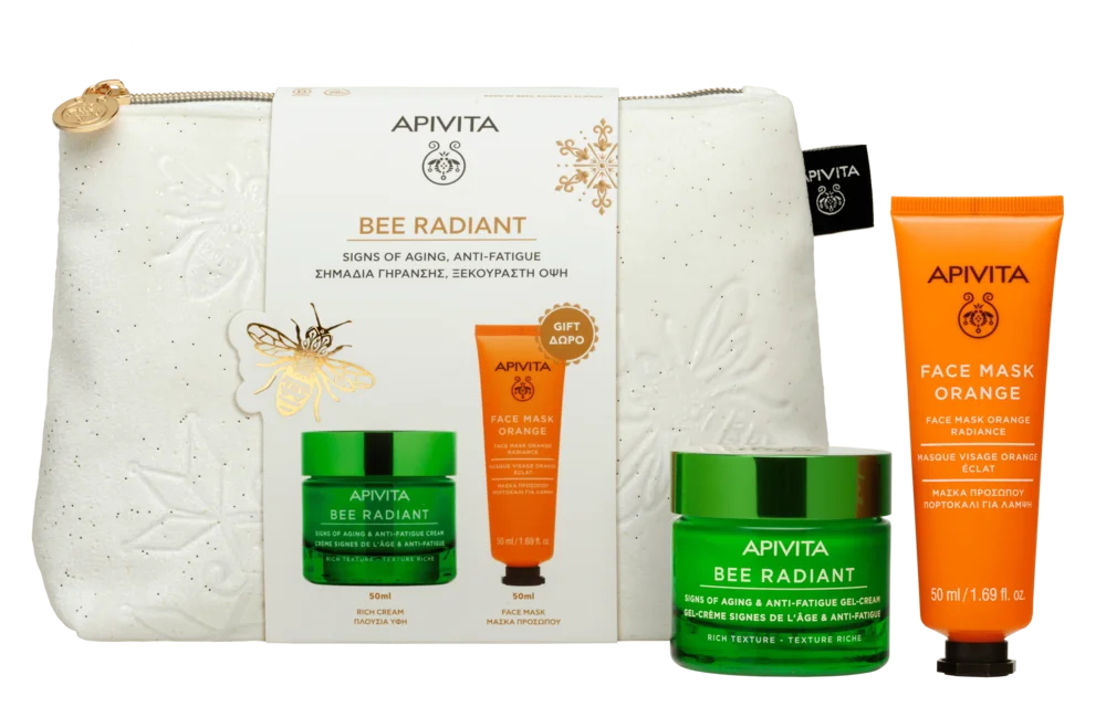Apivita Bee Radiant Cofanetto 2025 Crema Segni dell'età e Anti-Fatica - Texture Ricca + Maschera Illuminante