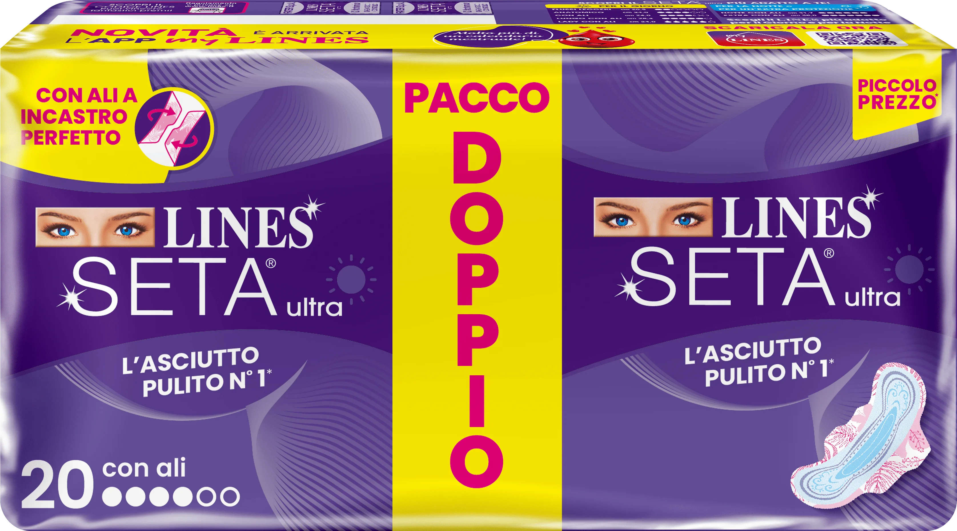 Lines Seta Ultra Assorbenti Ali 20 Pezzi Ipoallergenici