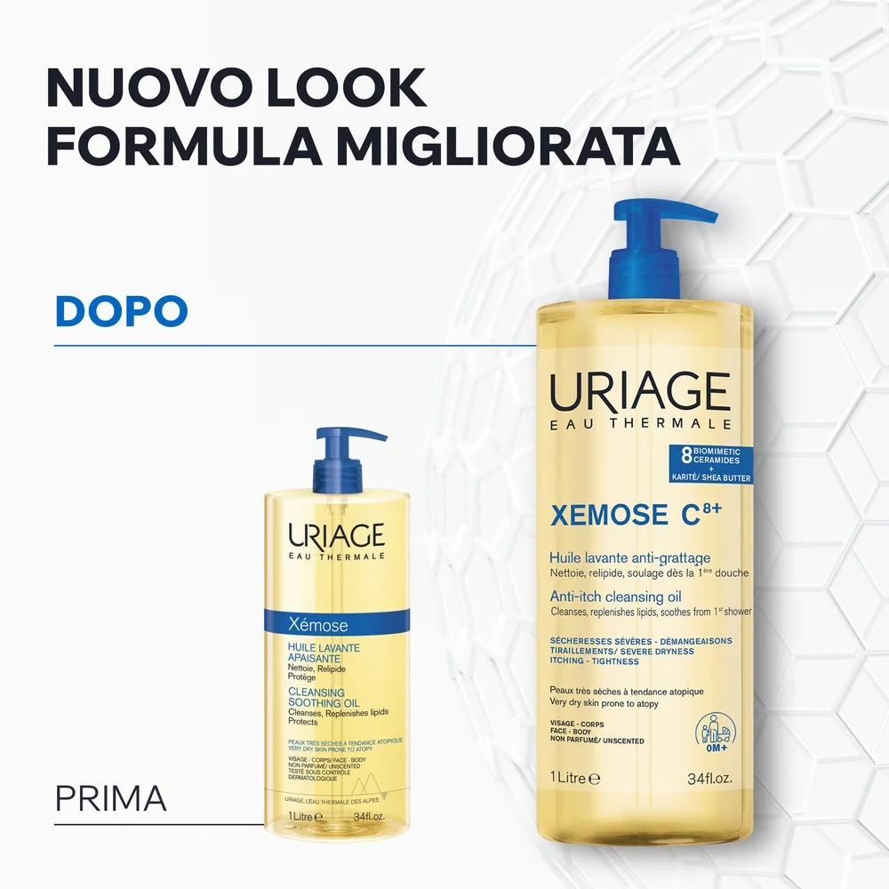 Uriage Xèmose C8+ Olio Detergente 1000 ml Pelle secca e molto secca
