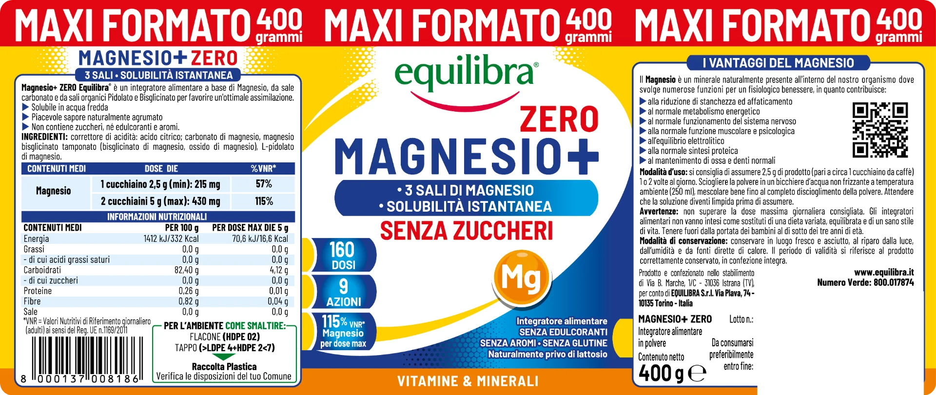 Magnesio+ Maxi 400 g Stanchezza e Affaticamento