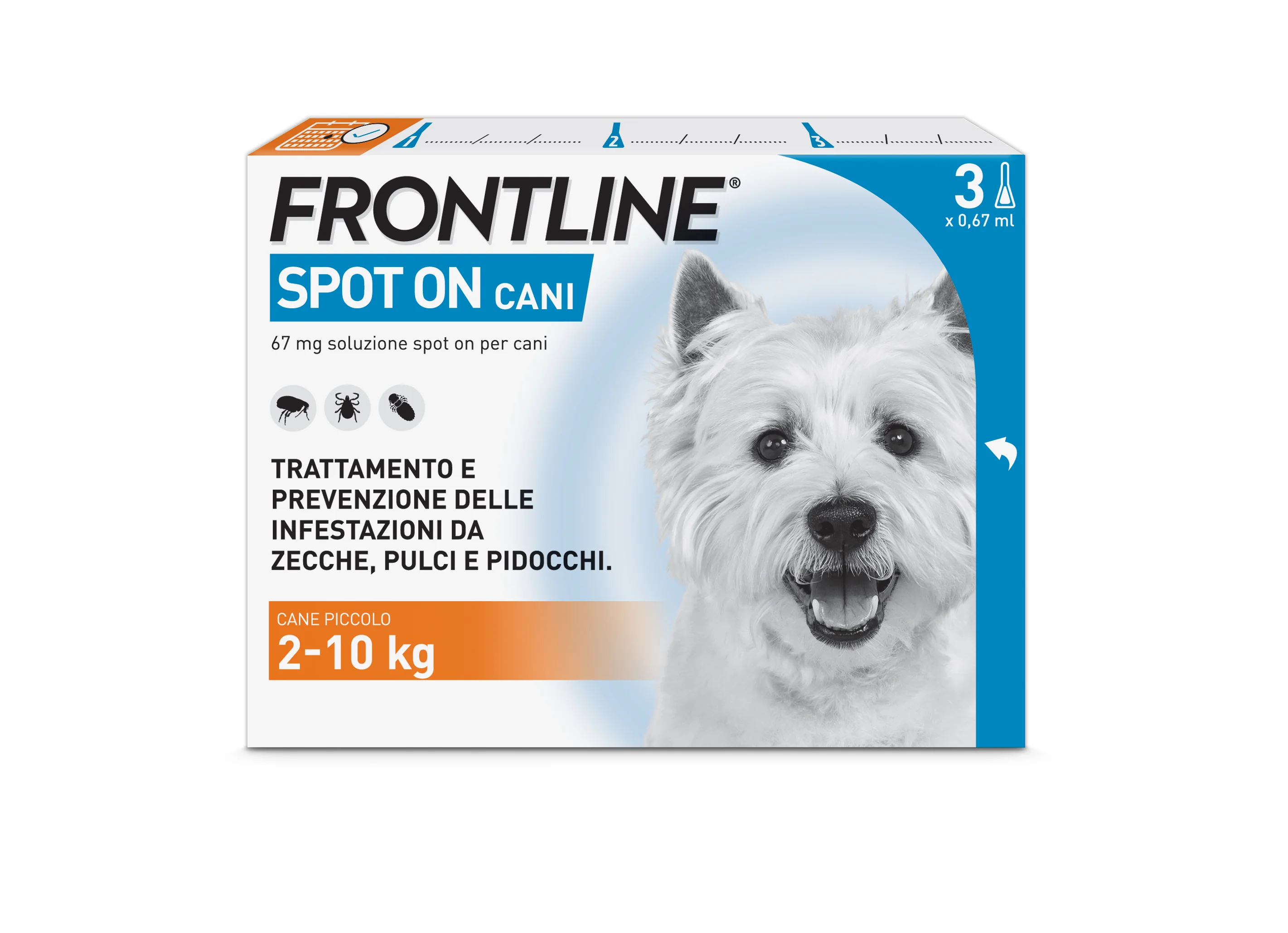 Frontline Spot On Cani X3 Antiparassitario Contro Pulci, Zecche E Pidocchi (2-10Kg)