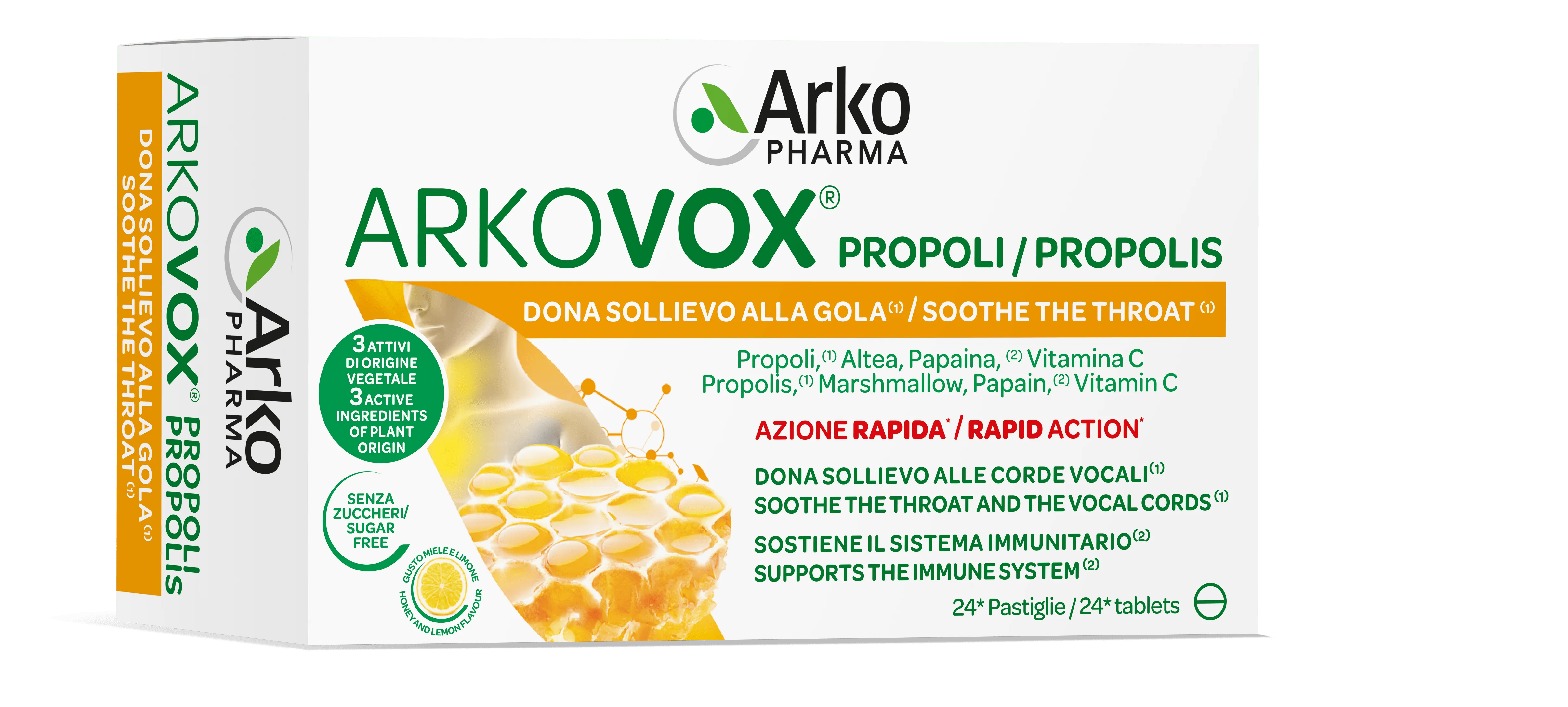 Arkopharma Arkovox Propoli Miele & Limone 24 Compresse Naso e Gola
