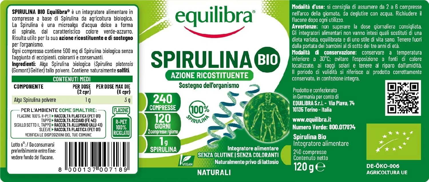 Equilibra Spirulina Bio 240 Compresse Senza Glutine
