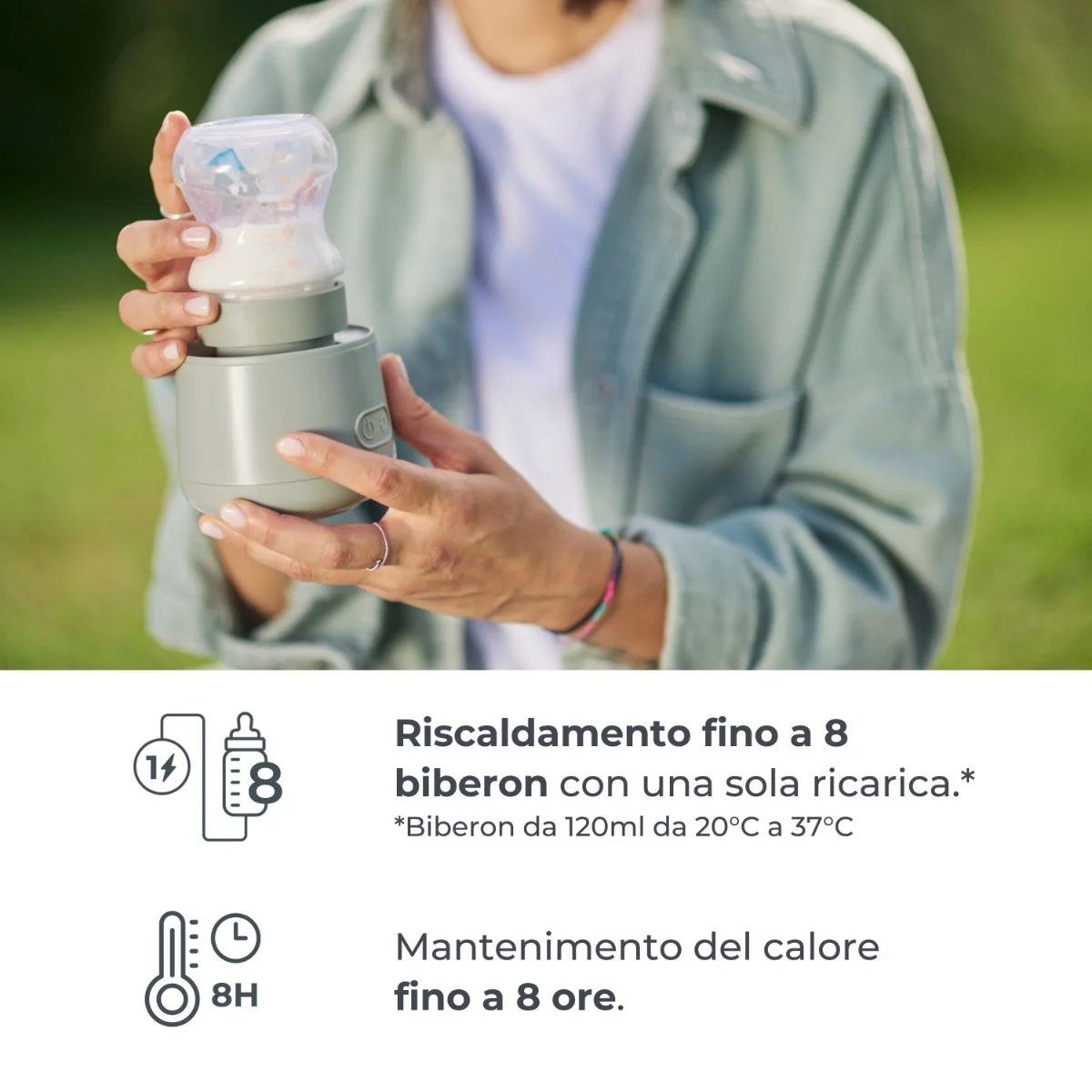 Nuvita Scaldabiberon Portatile Universale Fino a 8 Cicli di Riscaldamento