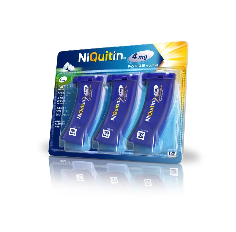 Niquitin 4 mg Menta 60 Pastiglie Per Smettere di Fumare