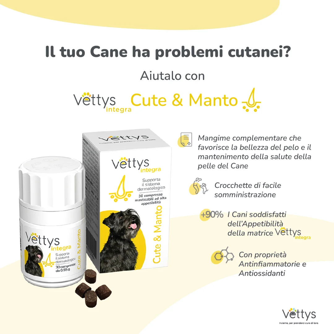 Vettys Integra Cute & Manto Cane 30 Compresse Bellezza del Pelo