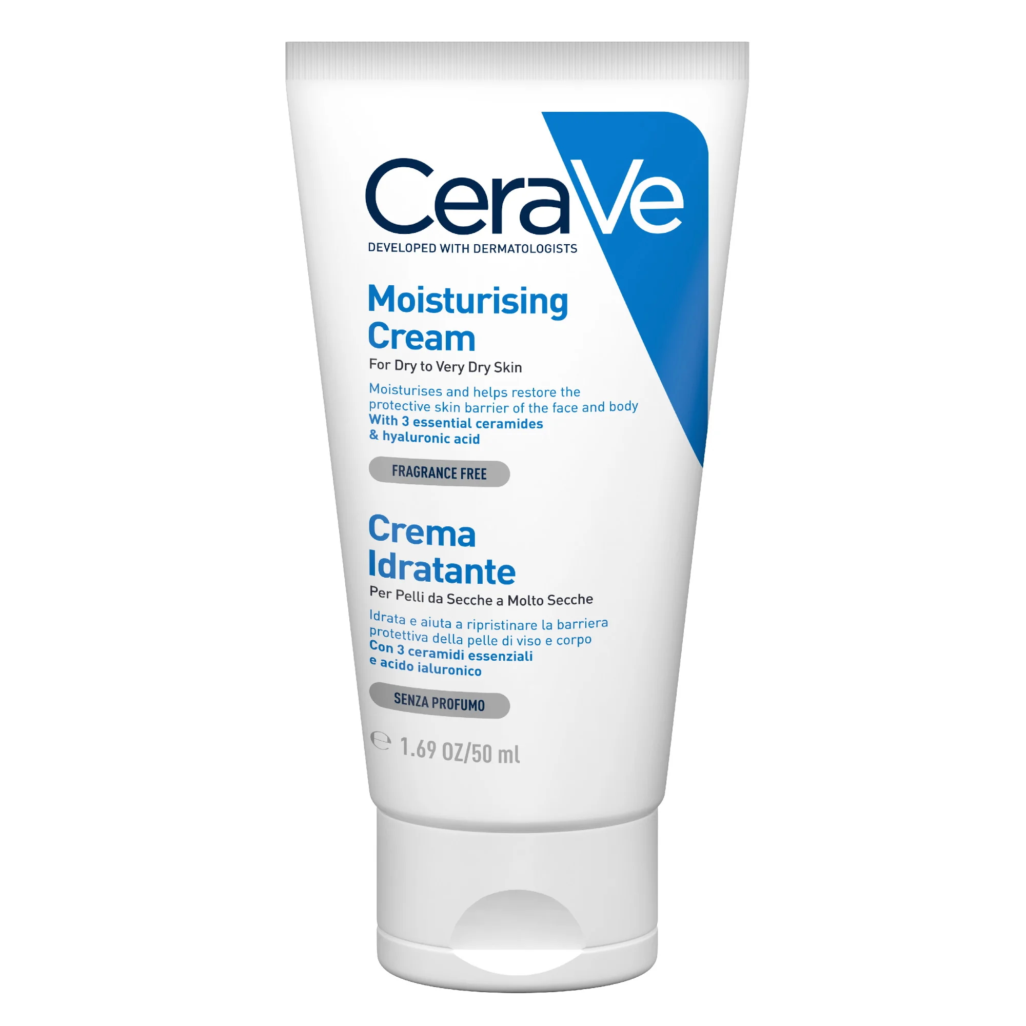 Cerave Crema Idratante Corpo 48h, 50 Ml Idratante ideale per la Pelle secca e molto secca