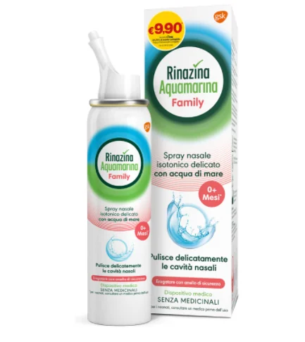 Rinazina Acquamarina Spray Nasale Isotonico Family 100 ml Pulizia nasale quotidiana