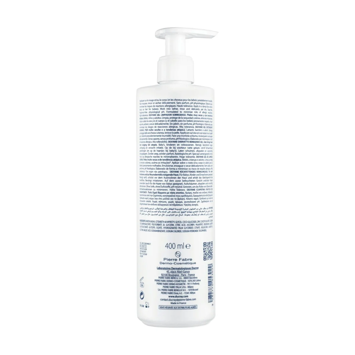 Ducray Dexyane Gel 400 ml Detergente Surgras Pelle Atopica Viso e Corpo