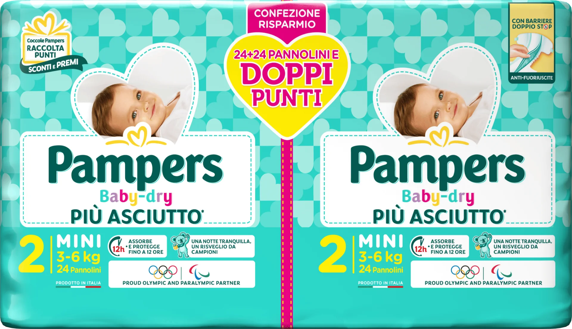 Pampers Baby Dry Pannolino Duo Downcount Mini 48 Pezzi Taglia 2 (3-6 kg) Pacco Doppio