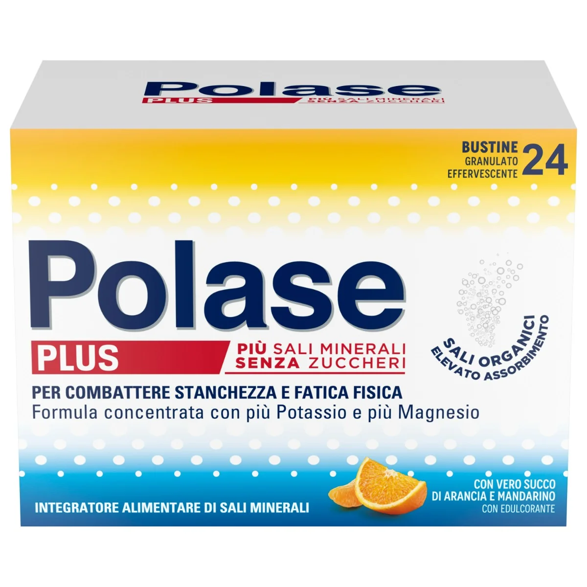 Polase Plus Gusto Arancia Senza Zuccheri 24 Bustine Integratore per la Stanchezza