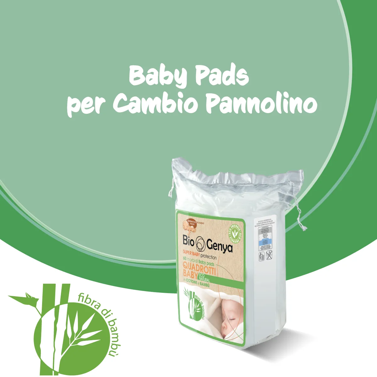 Biogenya Baby Quadrotto Bamboo 60 Pezzi 