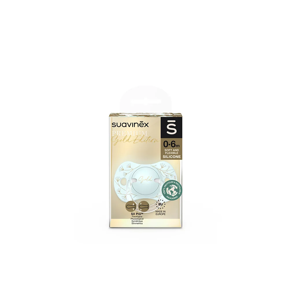 Suavinex Gold Succhietto Silicone 0-6 mesi Azzurro