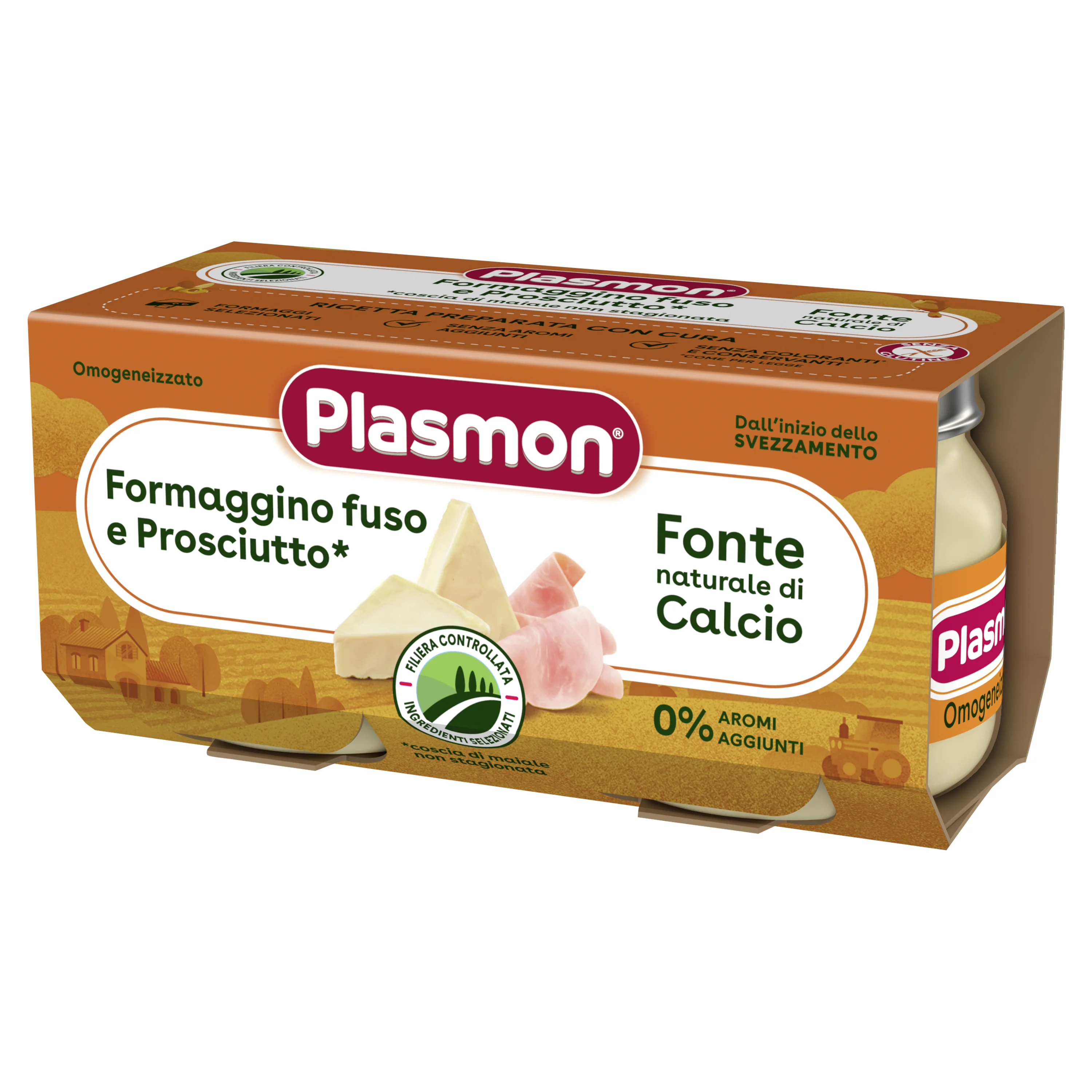 Plasmon Omogeneizzato Formaggino e Prosciutto 2 Vasetti Per 80 g Alimento per Infanzia