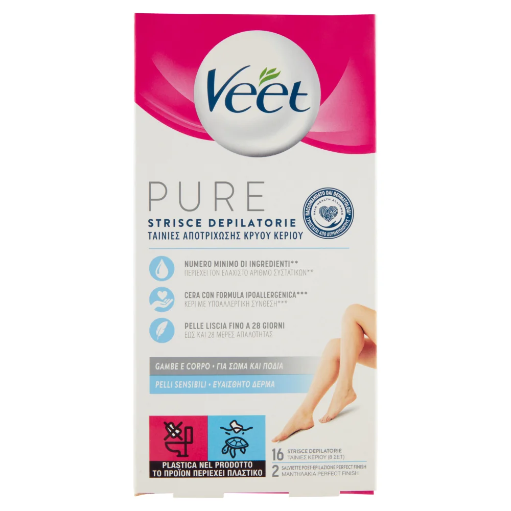 Veet Minima Strisce Depilatorie Corpo 16 Pezzi